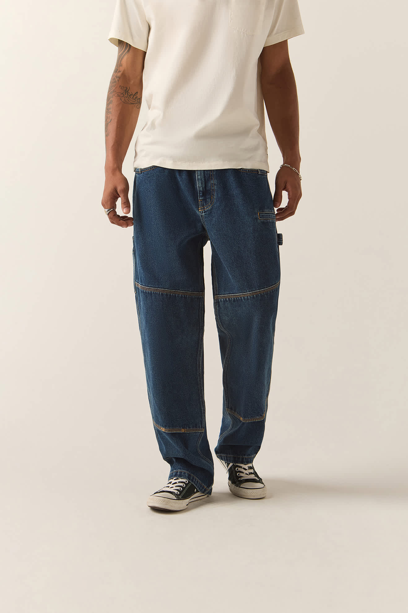 Men's Builders Carpenter Pant in the color Dark Denim - Men's Front View