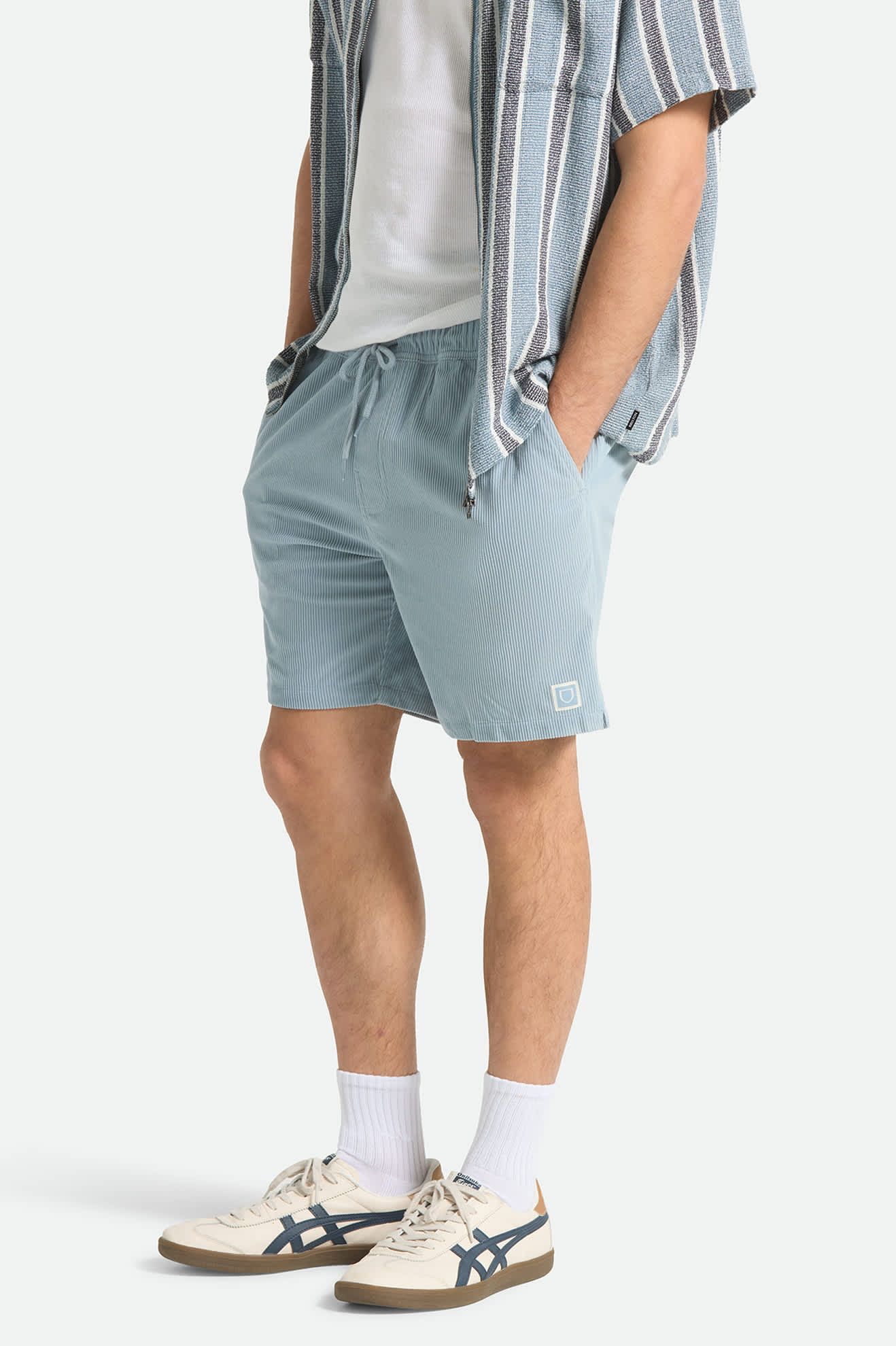 Men's Everyday Corduroy Short in the color Dusty Blue - Men's Side View