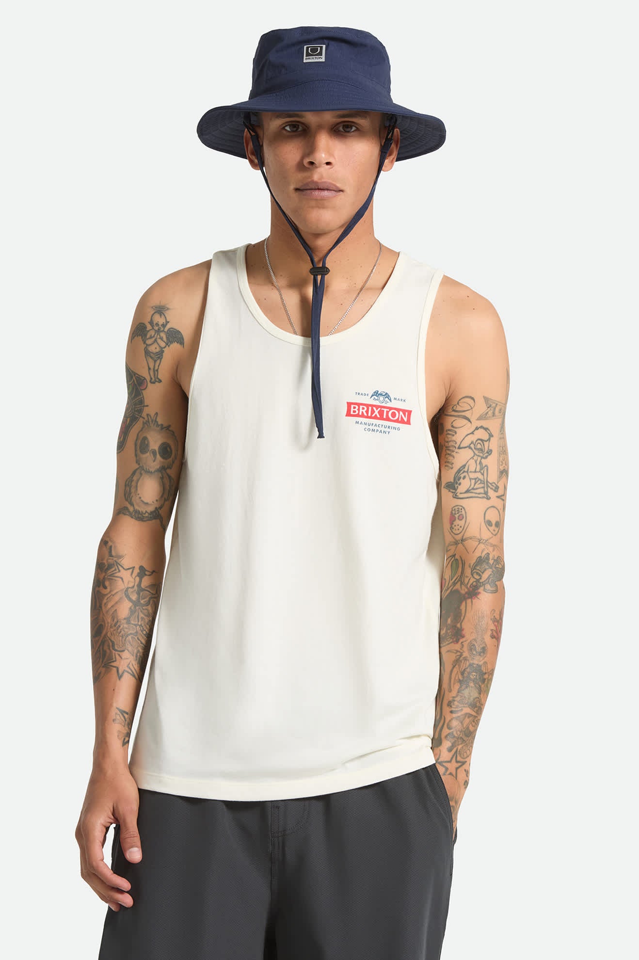Men's Pinnacle Tank Top in the color Off White - Men's Front View