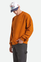 Men's Embroidered Heavyweight Crew in the color Rustic Caramel - Men's Front View