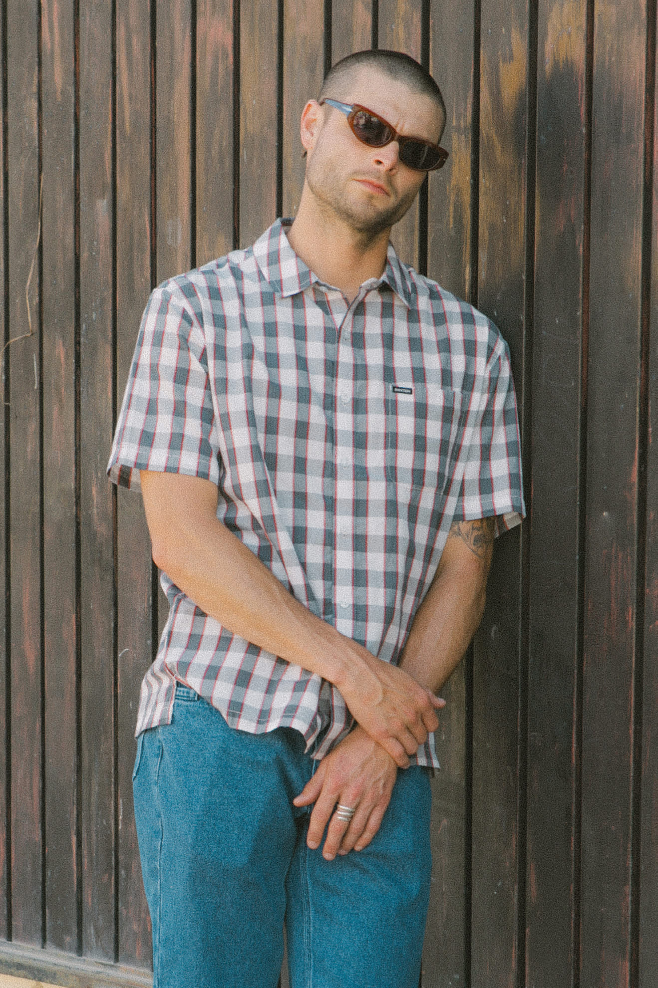 Men's Charter Stripped Dobby Short Sleeve Shirt in the color Trooper - Men's Lifestyle image