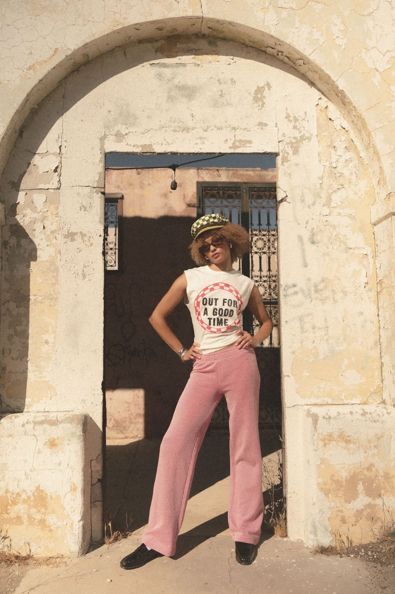 Women's Out For A Good Time Muscle Tank in the color Off White - Women's Lifestyle image