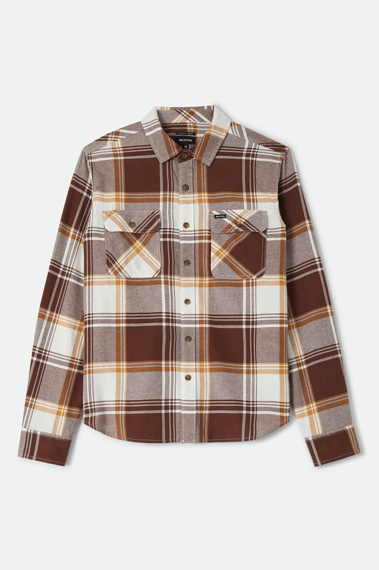 Men's Bowery Lightweight Ultra Soft Flannel in the color Chocolate/Off White - Front Product View