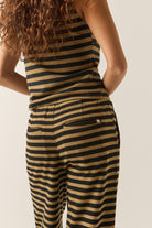 Women's The Audrey Knit Trouser Pant in the color Washed Black/Khaki Stripe - Additional Fit image