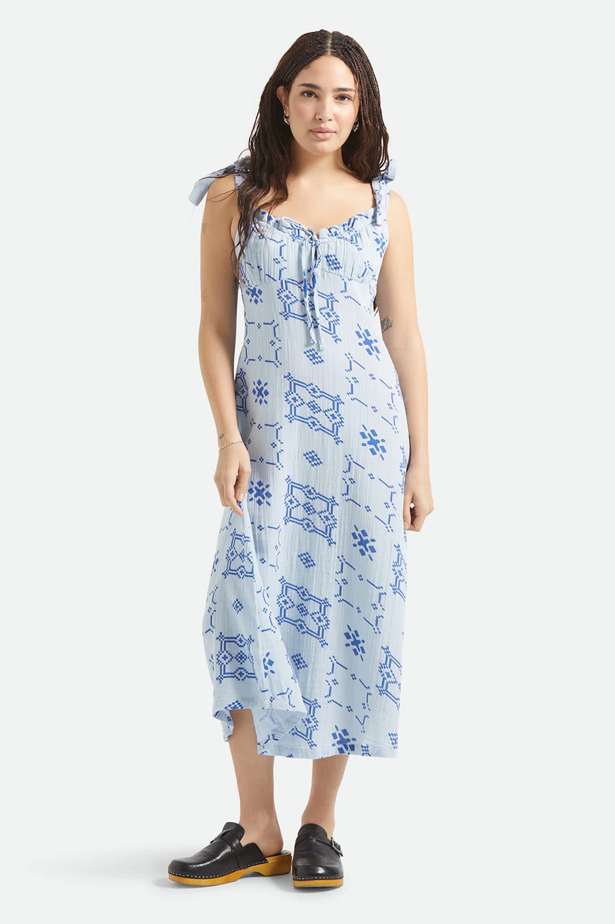 The Tie Dress - Aura Blue Tile Print The Tie Dress - Aura Blue Tile Print