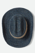 Women's Odessa Straw Packable Cowboy Hat in the color Midnight Blue/Tan Stripe - Additional Laydown image