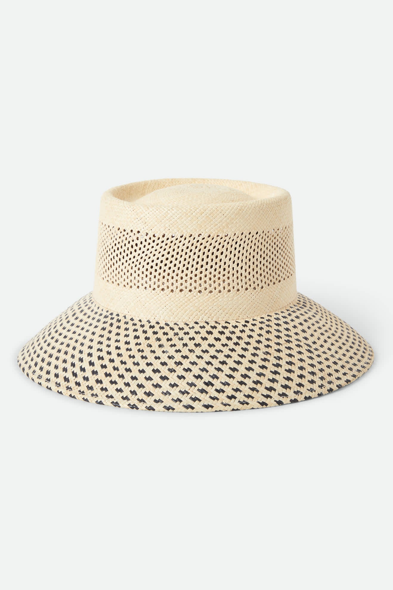 Women's Lilith Panama Bucket Hat in the color Natural/Black - Front Product View