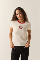 Women's Sunday Vibes Slim Crew T-Shirt in the color Off White - Women's Front View