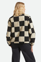 Women's Delilah Sherpa Jacket in the color Black/Natural Finish Line Checker - Women's Back View