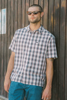 Men's Charter Stripped Dobby Short Sleeve Shirt in the color Trooper - Men's Lifestyle image