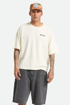 Men's Serrano Short Sleeve Boxed Crop T-Shirt in the color Cream - Men's Front View
