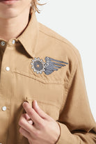 Men's Waylon Lightweight Overshirt in the color Khaki - Additional Fit image