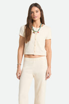 Women's The Alice Button Down Short Sleeve Shirt in the color Whitecap - Women's Front View