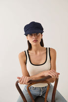 Women's Bailey Cap in the color Navy Corduroy - Women's Front View