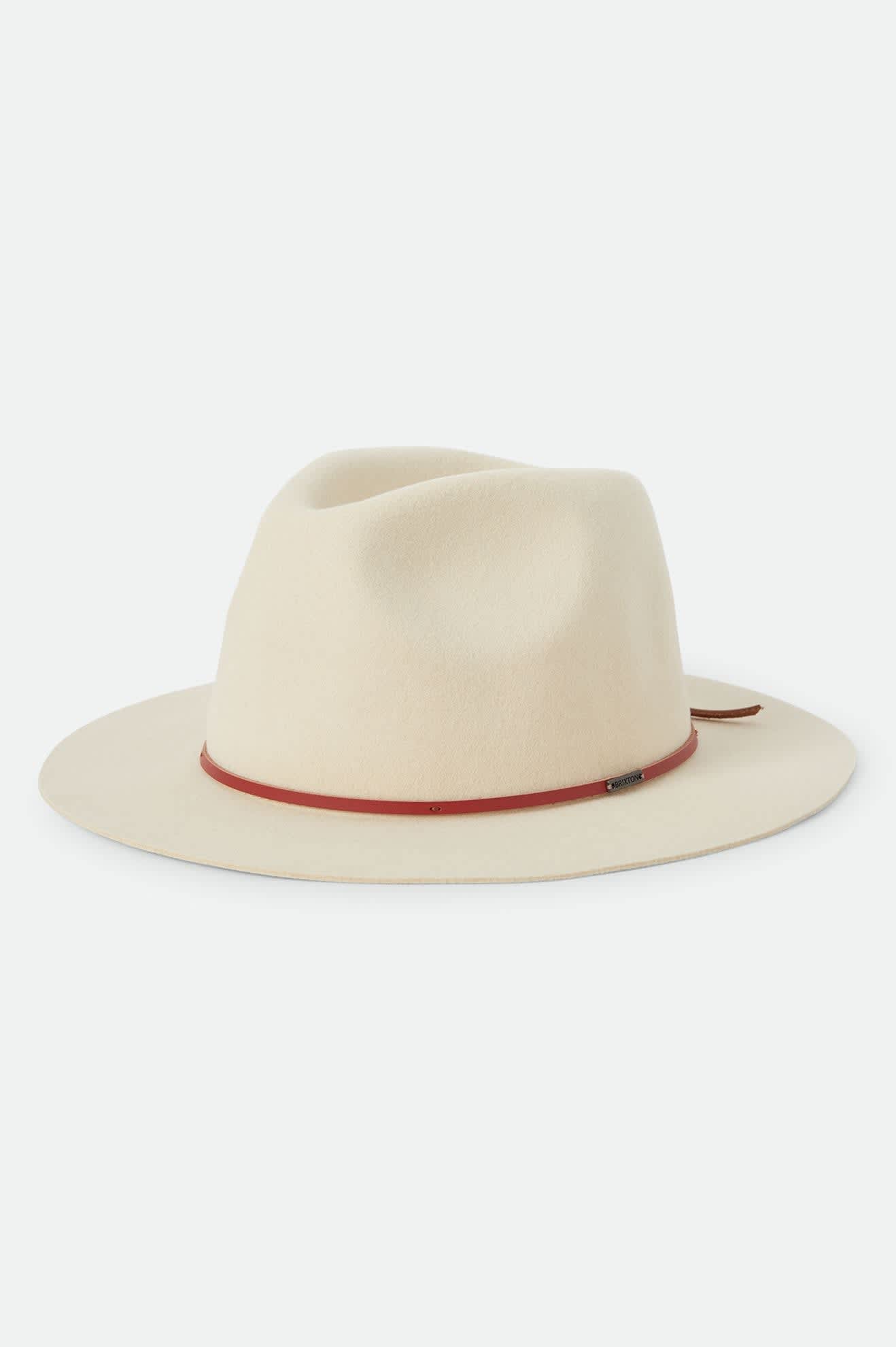 Unisex Wesley Fedora in the color Wax Paper/Red Earth - Front Product View