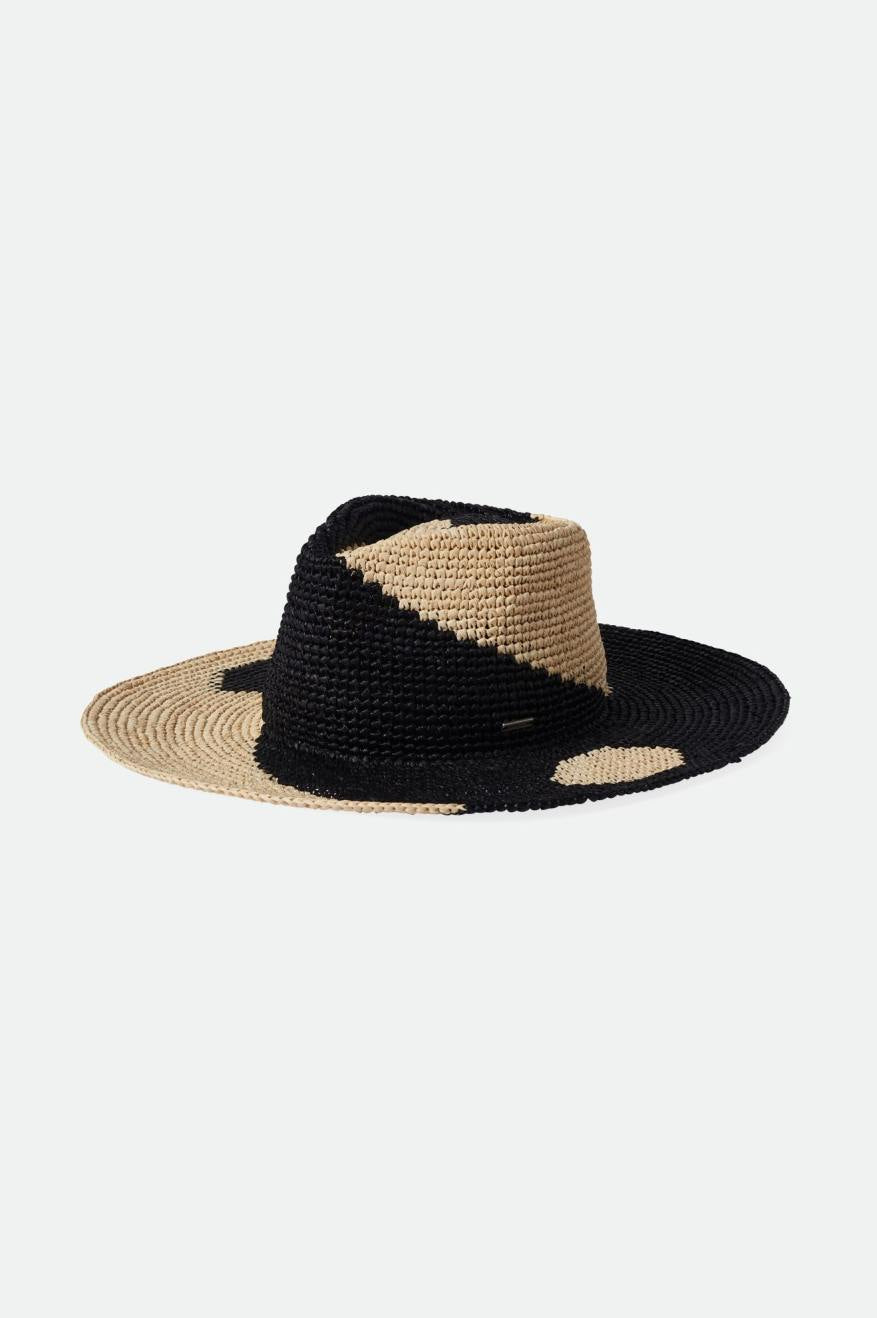 Madeira Pattern Straw Hat - Whitecap/Black