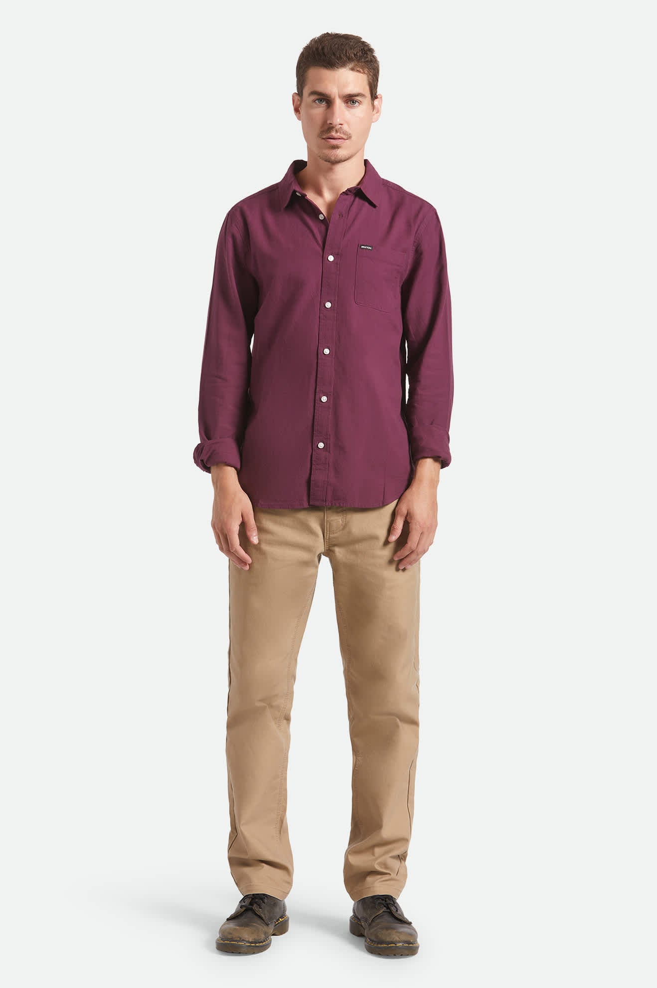 Men's Charter Long Sleeve Shirt in the color Port - Additional Fit image