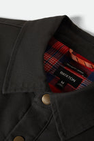 Men's Builders Stretch Flannel Lined Jacket in the color Washed Black/Red - Additional Laydown image