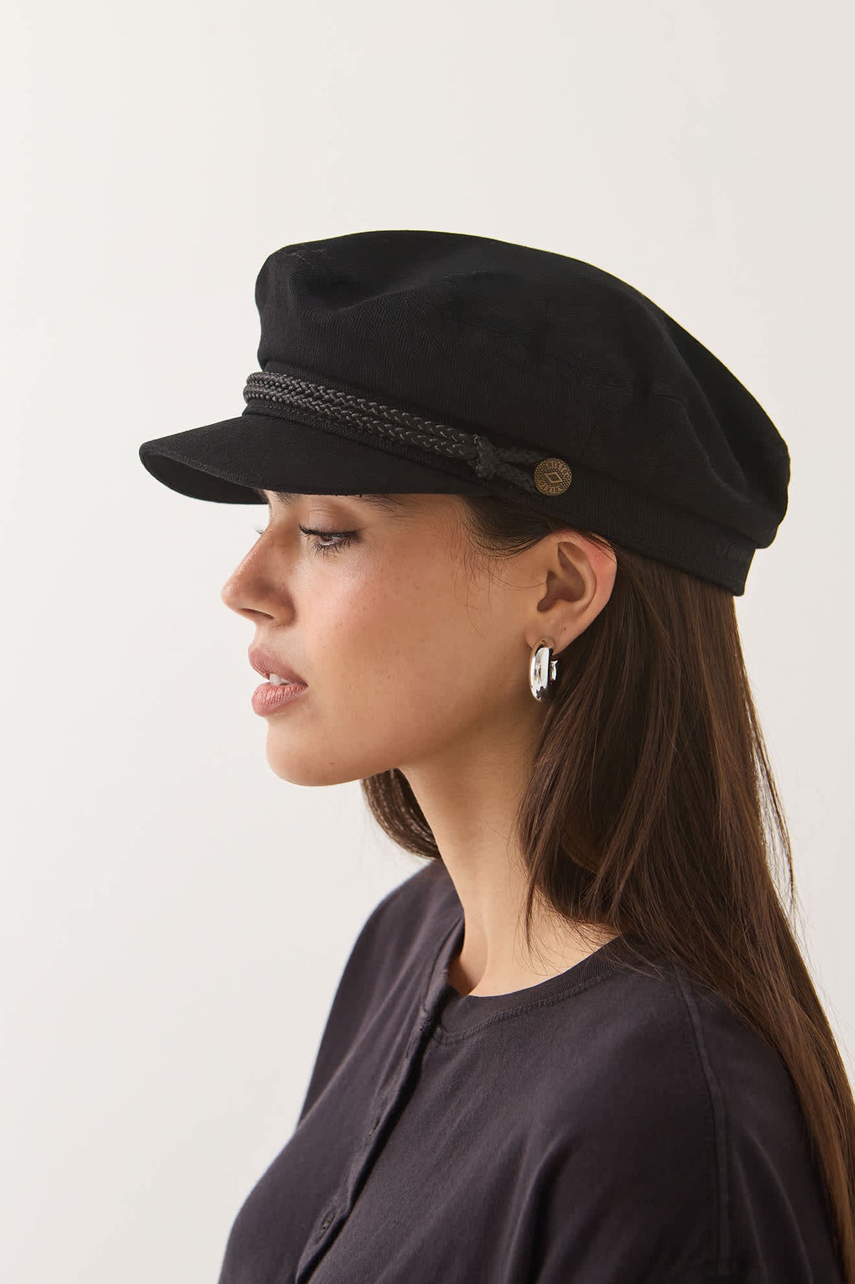 Unisex Fiddler Fisherman Cap in Black – Brixton display picture 1