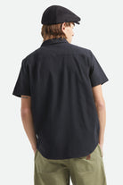 Men's Sanford Oxford Short Sleeve Shirt in the color Black - Men's Back View