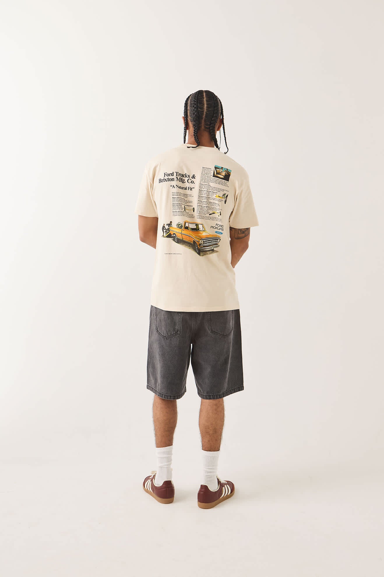 Men's Brixton Relaxed Short in the color Washed Black Denim - Men's Back View