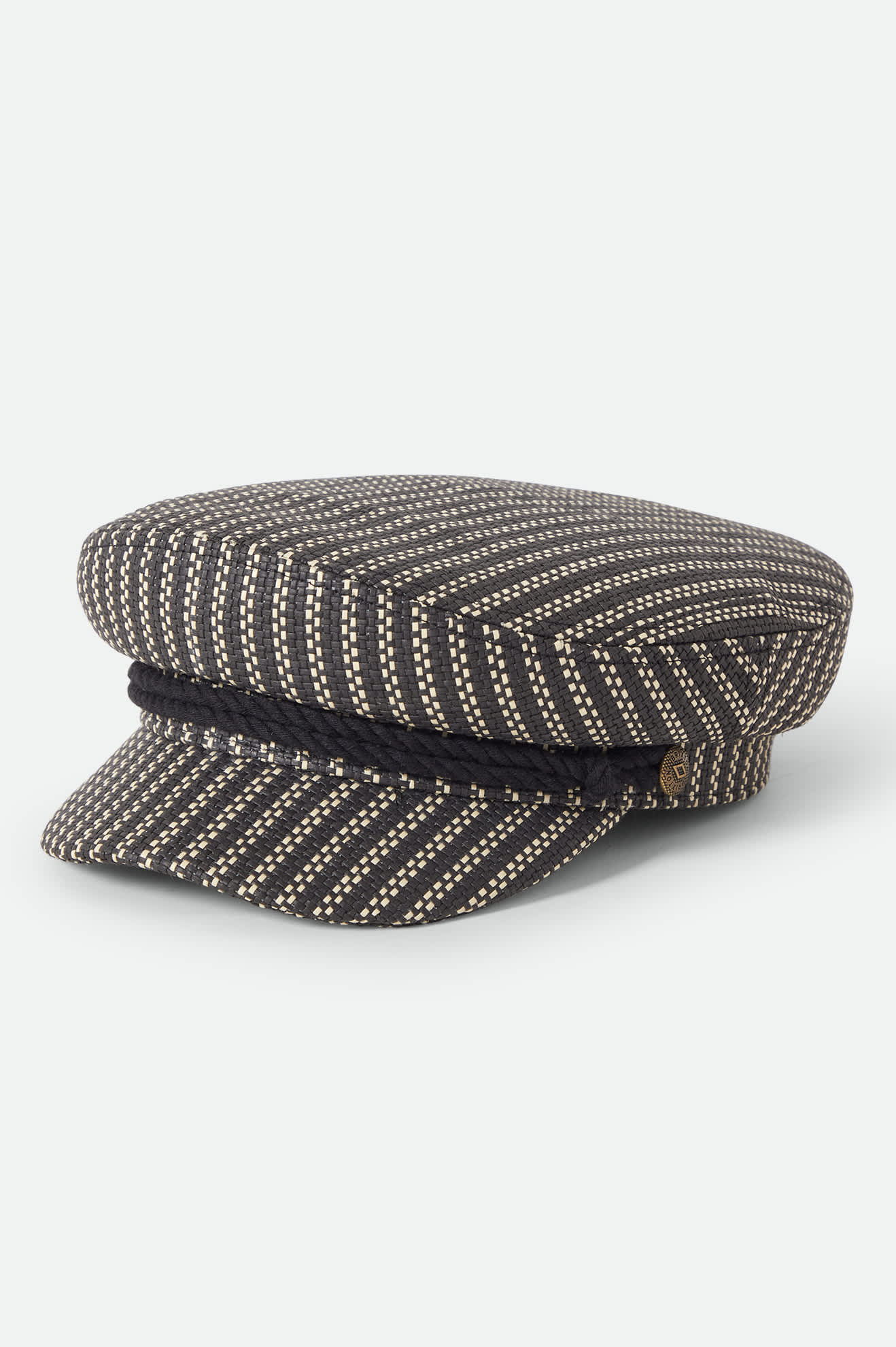 Unisex Fiddler Lightweight Fisherman Cap in the color Black/Natural Straw - Front Product View