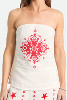 Women's The Lola Tube Top in the color Off White/Robust Red - Additional Fit image