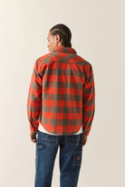 Men's Bowery Heavyweight Flannel in the color Washed Red/Grey - Men's Back View
