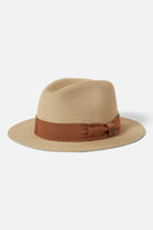 Unisex Roma Straw Packable Fedora in the color Natural/Bronze - Front Product View