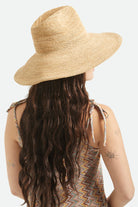 Women's Helena Straw Sun Hat in the color Tan - Women's Back View