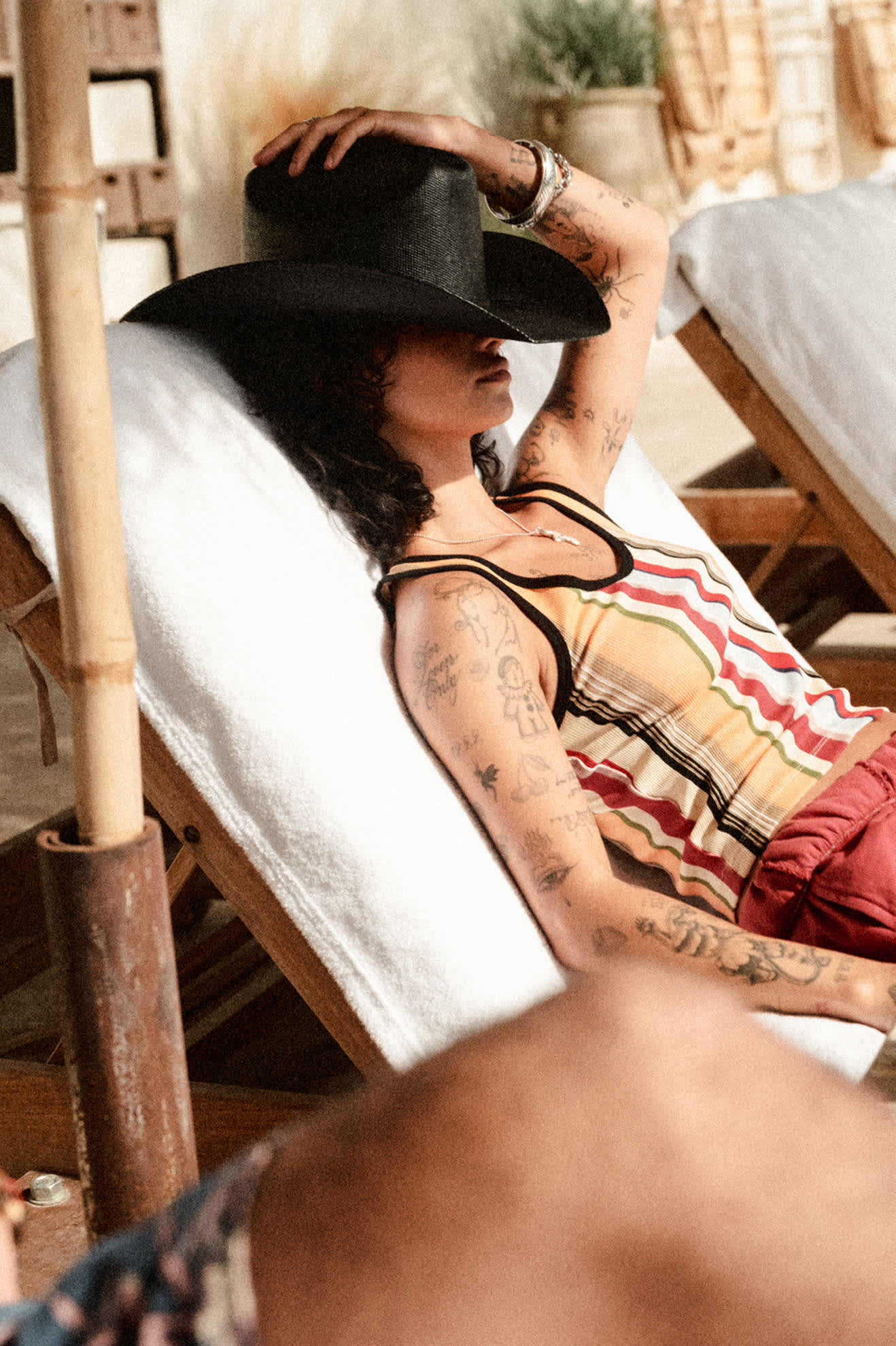 Women's Ringer Organic A-Tank in the color Peach Cobbler Multi Stripe - Women's Lifestyle image