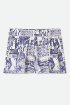 Women's Post Playa E-Waist Short in the color Navy/White Collage - Front Product View