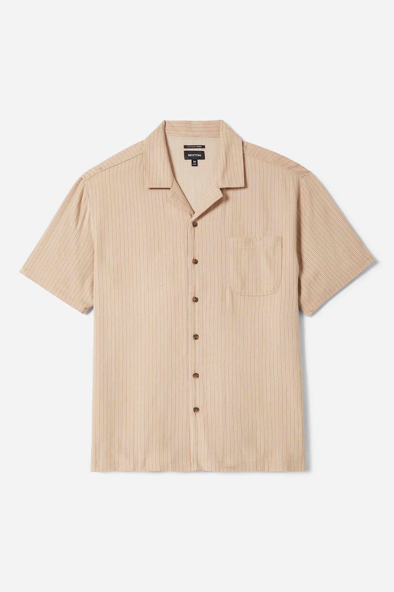 Men's Bunker Slub Short Sleeve Shirt in the color Italian Clay Stripe - Front Product View