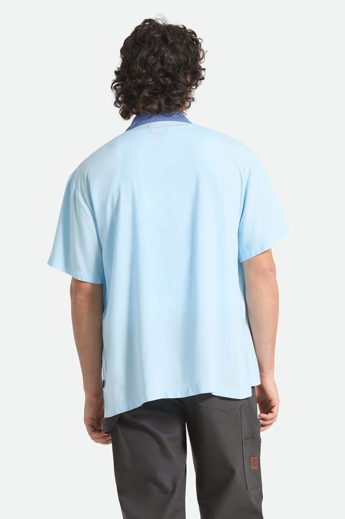 Men's Lafayette Short Sleeve Shirt in the color Blue Aura - Men's Back View