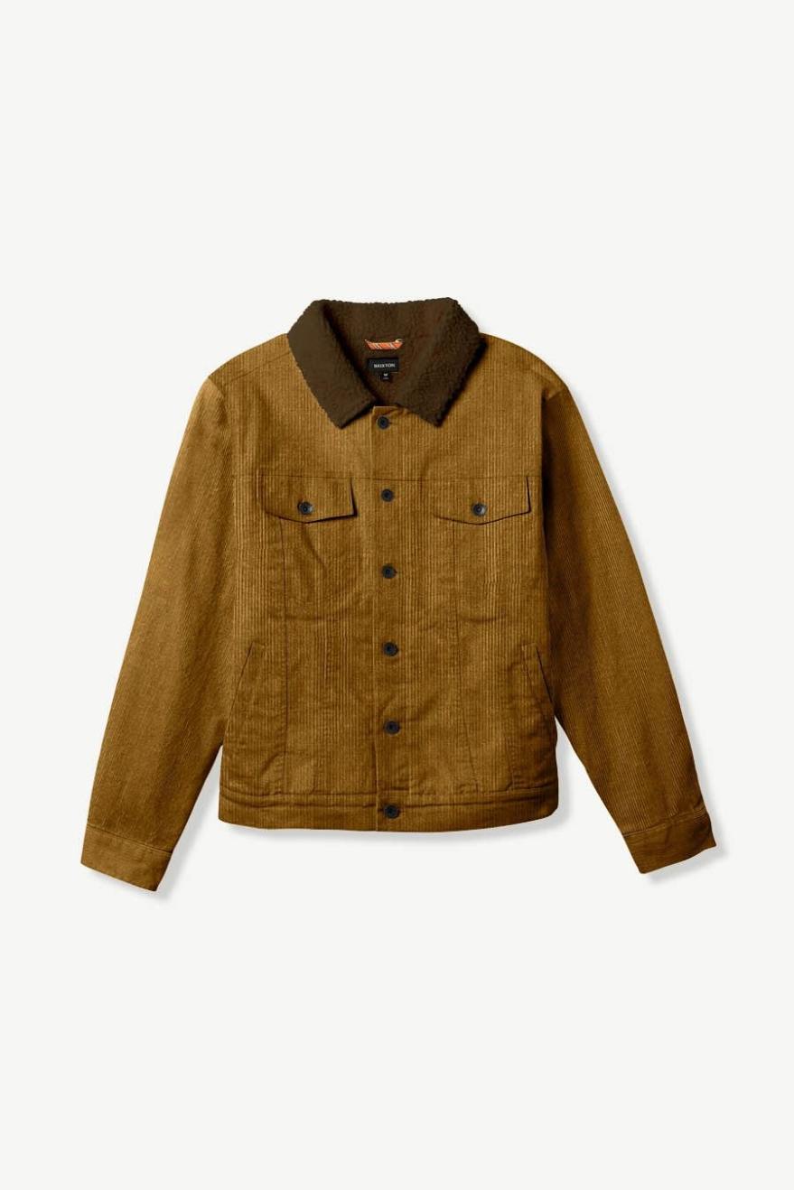 Builders Cable Stretch Sherpa Lined Trucker Jacket - Khaki Cord