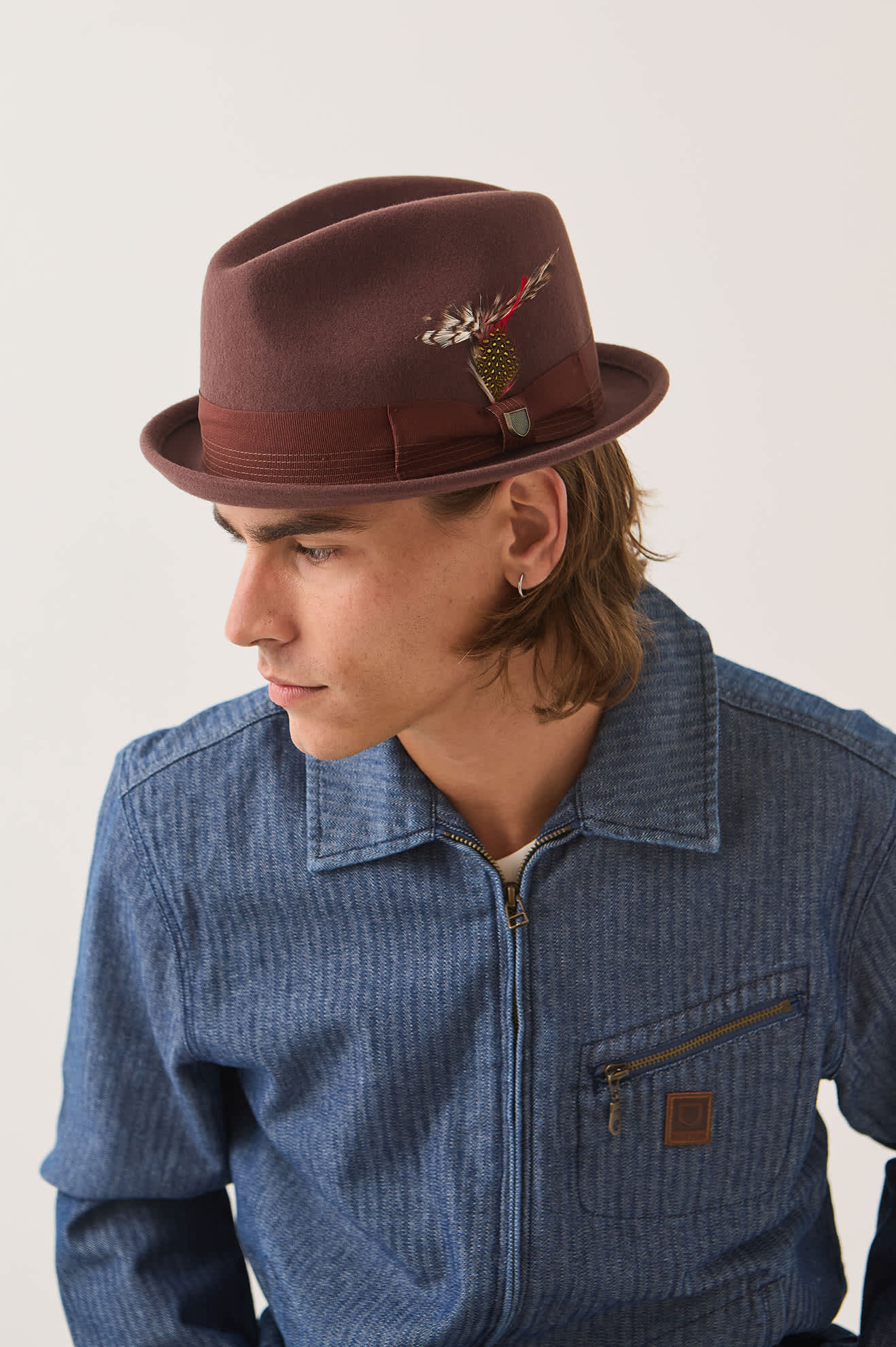 Unisex Gain Fedora in the color Chestnut - Men's Side View