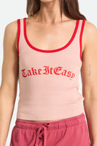 Women's Take It Easy Ringer A-Tank in the color Silver Pink - Additional Fit image