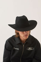 Unisex Prescott Brick Top Cowboy Hat in the color Black - Men's Front View