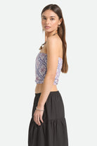 Women's Hot To Go Tube Top in the color Off White/Blue Tile - Women's Side View