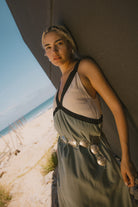 Women's Sunset Tie Slip Dress in the color Sage Green/Whitecap - Men's Lifestyle image