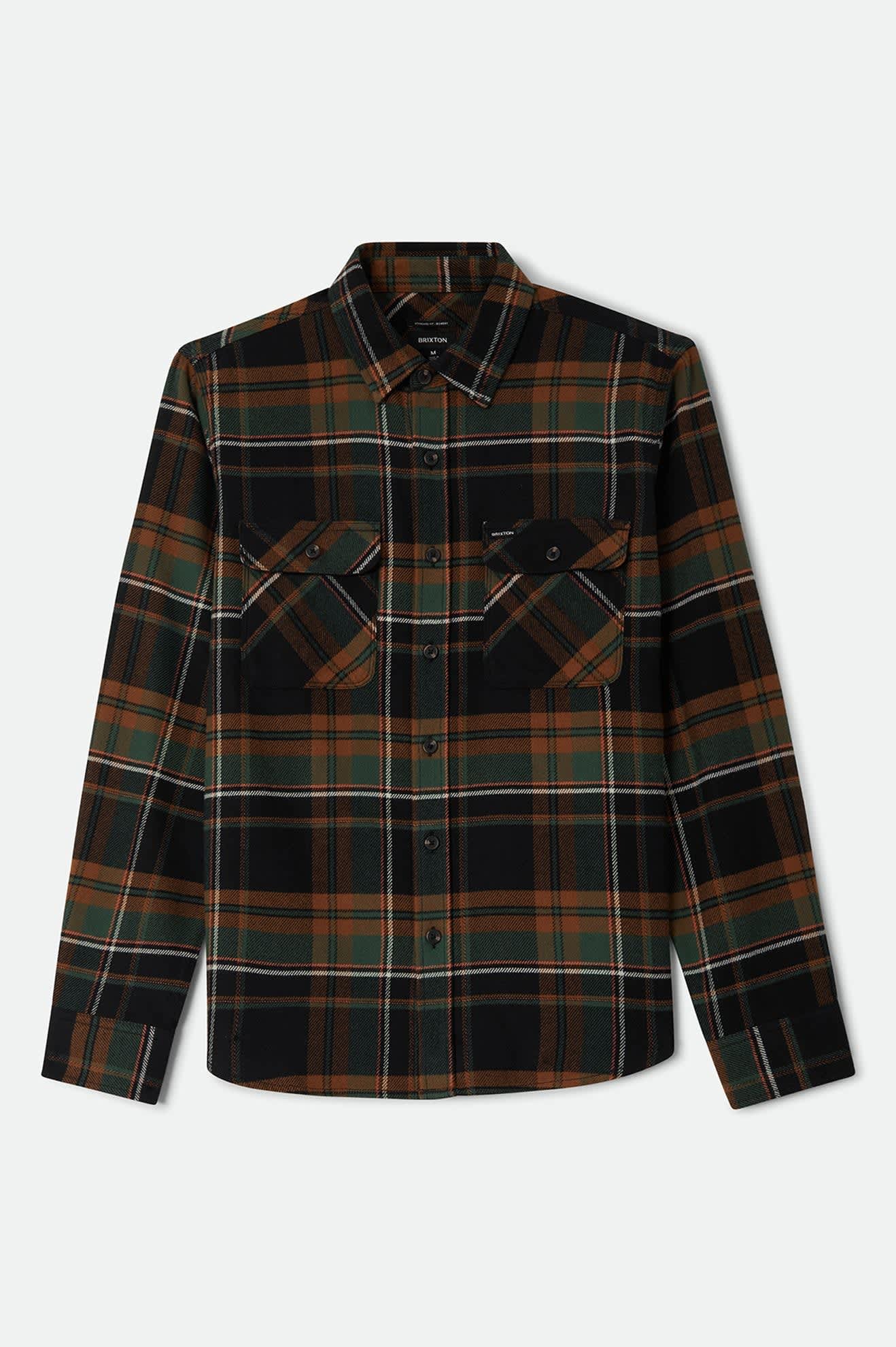 Men's Bowery Flannel in the color Black/Pine Needle - Front Product View