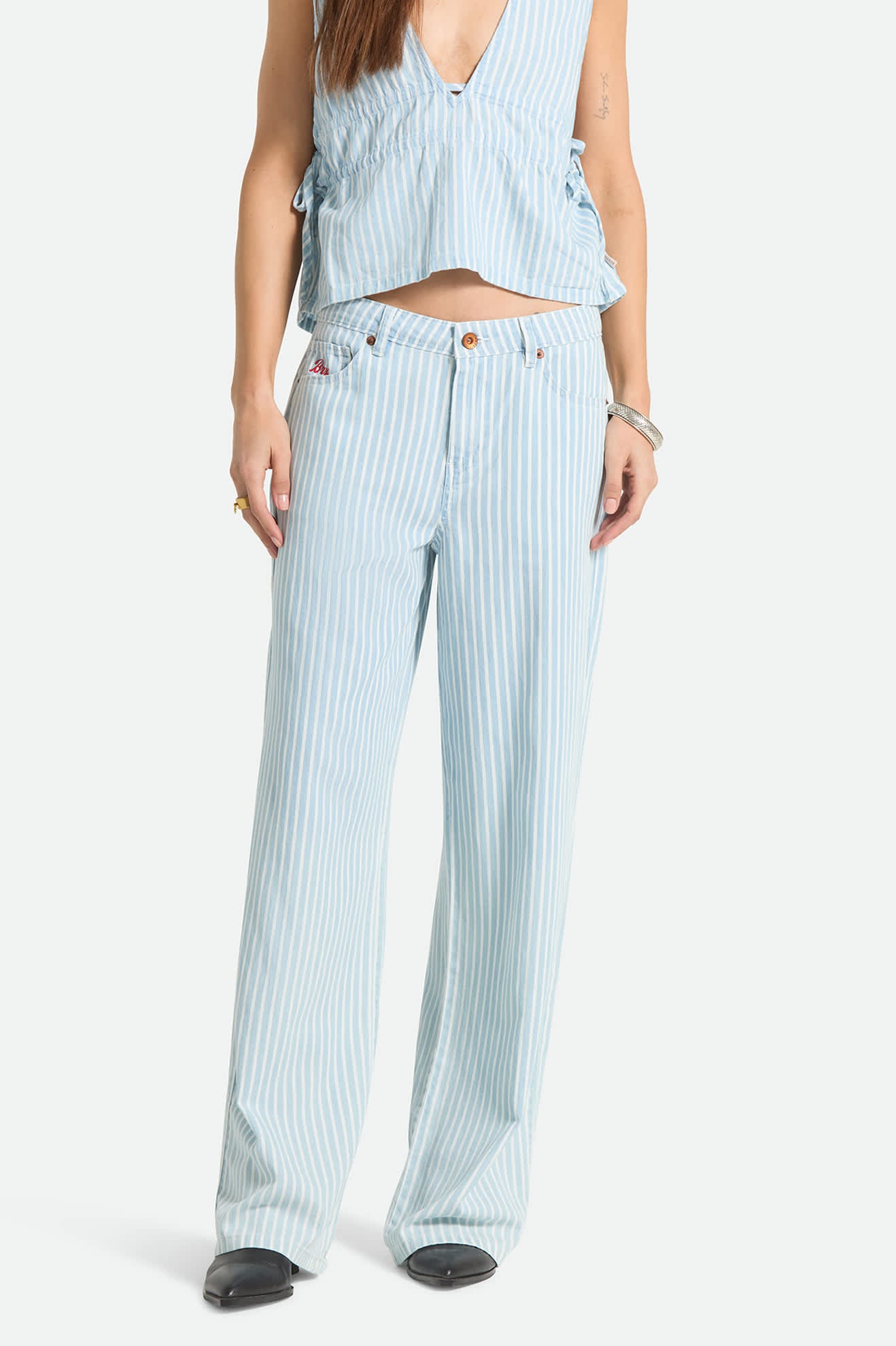Women's The Chloe 5-Pocket Pant in the color Two Boot Stripe - Women's Front View