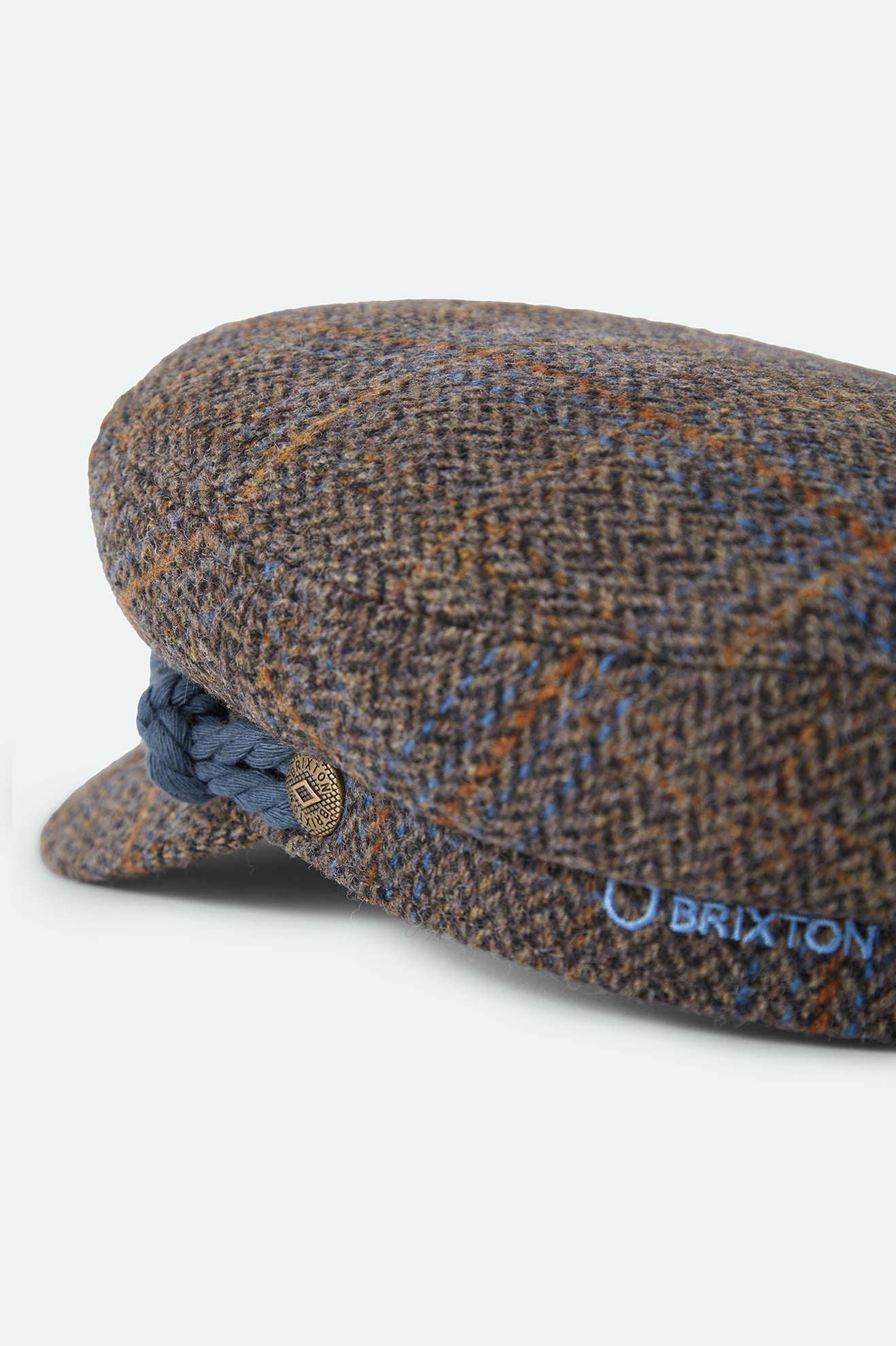 Unisex Fiddler Fisherman Cap in the color Slate Blue/Sepia/Orange - Additional Laydown image
