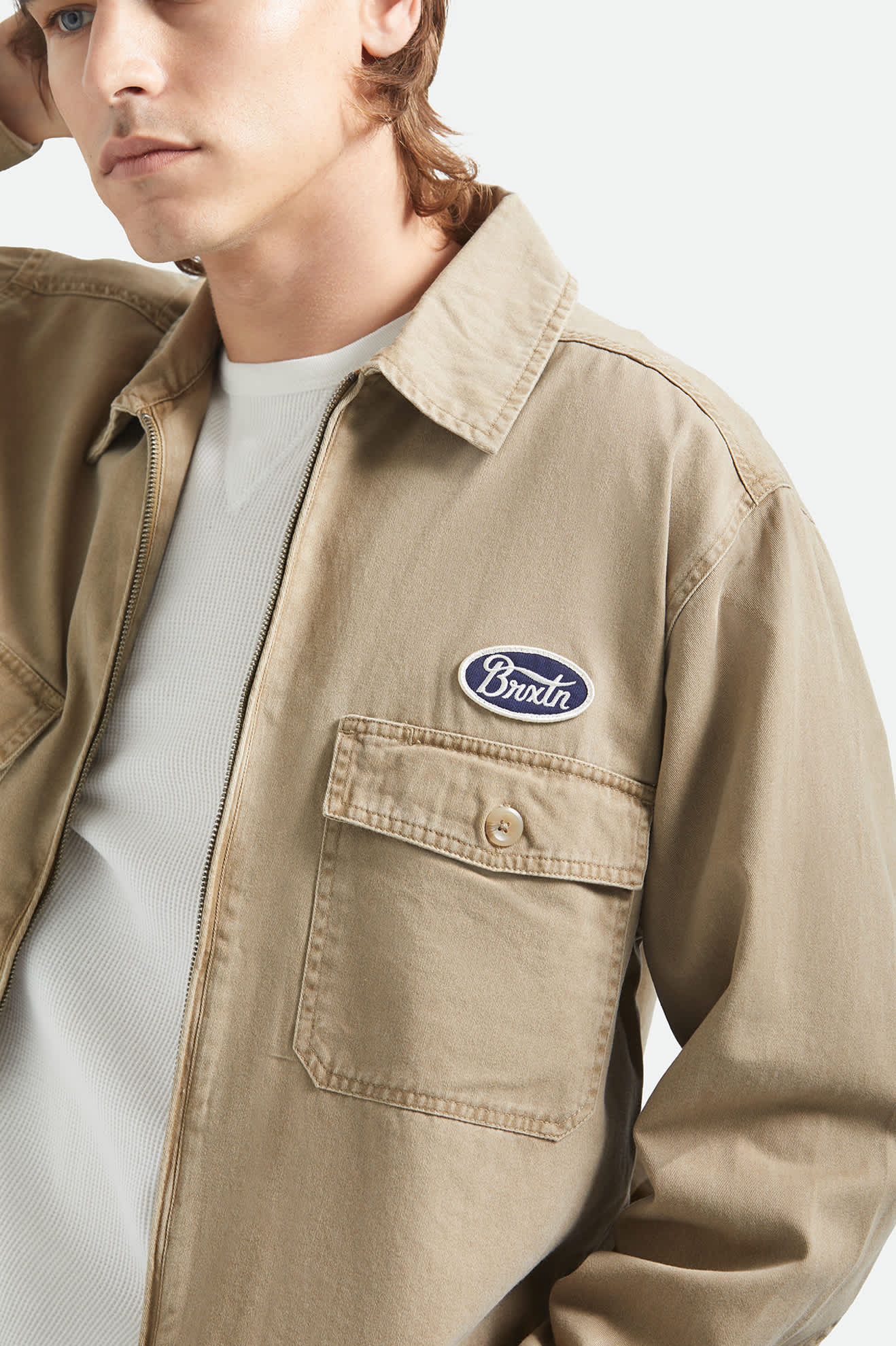 Men's Trademark Lightweight Garage Jacket in the color Washed Khaki - Additional Fit image