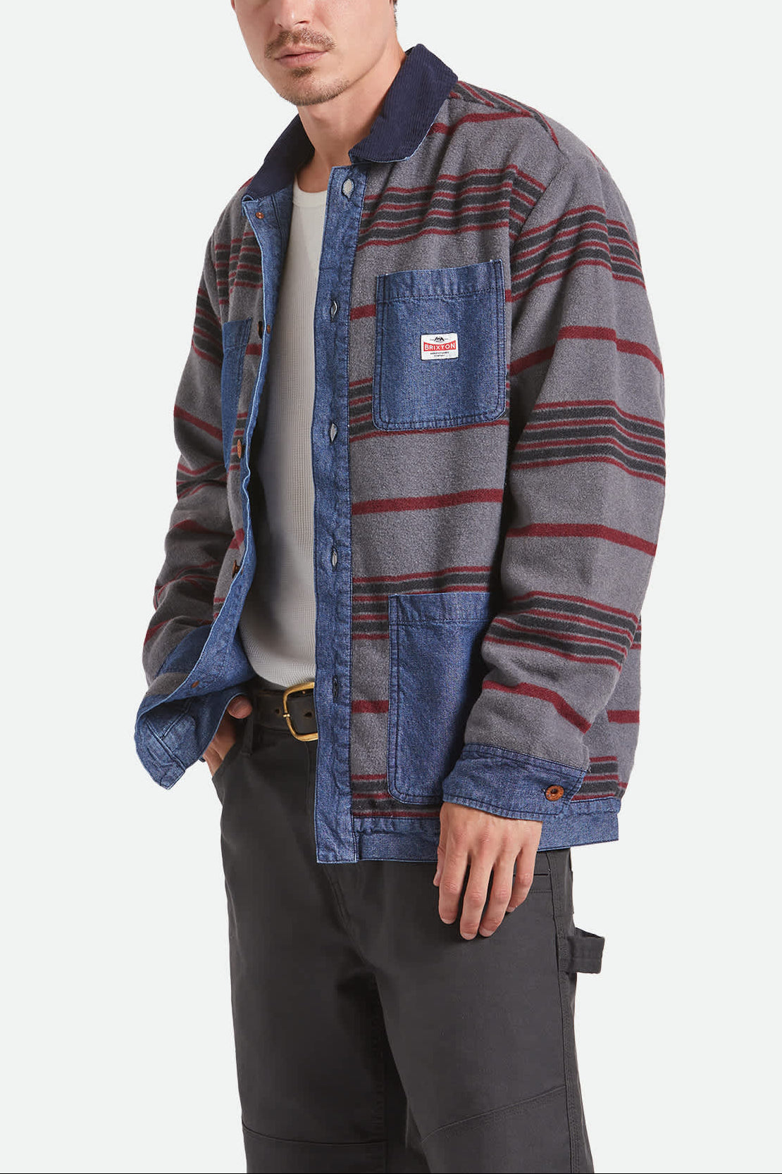 Men's Altered Threads Chore Coat in the color Medium Wash Denim - Men's Front View