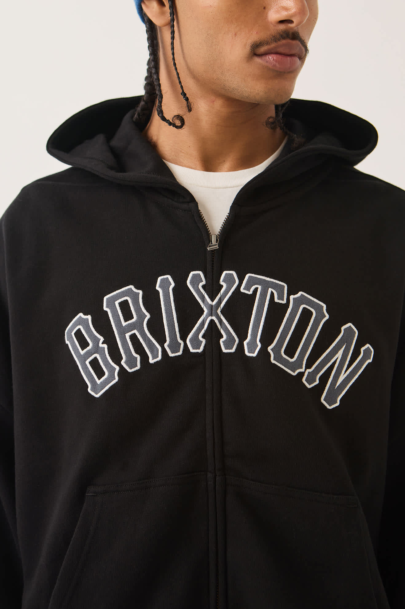 Men's Dugout Zip Hood Fleece in the color Black/Grey - Additional Fit image