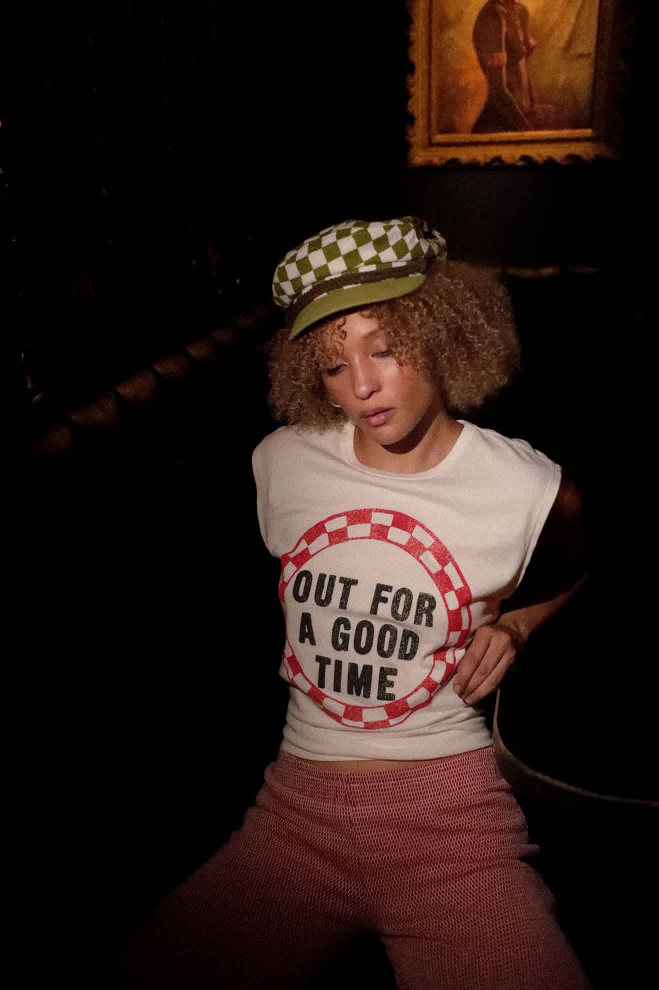 Women's Out For A Good Time Muscle Tank in the color Off White - Women's Lifestyle image