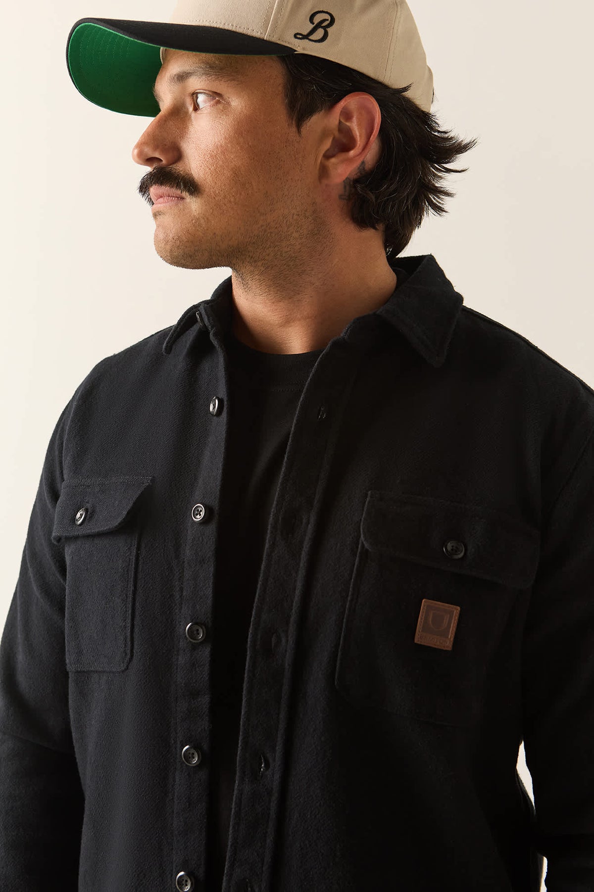 Men's Bowery Heavyweight Flannel in the color Black - Additional Fit image
