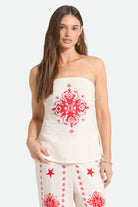 Women's The Lola Tube Top in the color Off White/Robust Red - Women's Front View