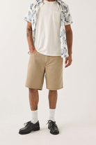Men's Brixton Relaxed Short in the color Washed British Khaki - Additional Fit image